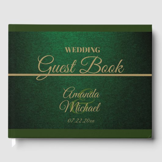 Royal Dark Green & Gold Wedding Gastenboek (Voorkant)
