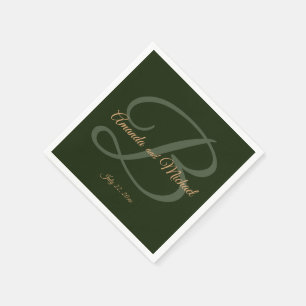 Royal Dark Green Leaves Gold Lijst Weddenschap Pap Servet