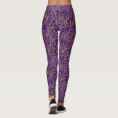 Royal Deco Paars Glitter Gold Geometic Pattern Leggings (Achterkant)