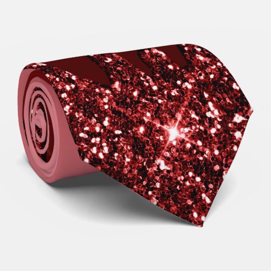 Royal Deep Red Glitter Necktie Stropdas (Opgerold)