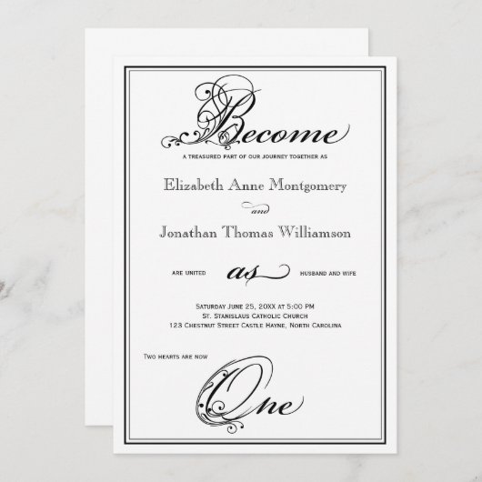 Royal devient une seule Faire-part de mariage chré (Devant / Derrière)