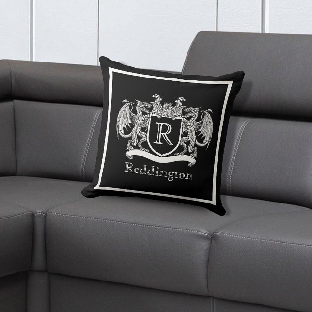Royal Dragon Monogram Crest Sierkussen (Creator heeft geüpload)