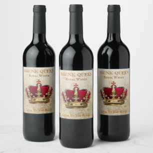 Royal Drink Queen White Wine Label! Wijn Etiket