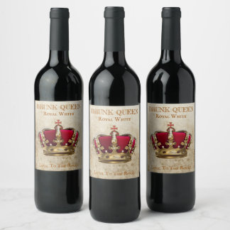 Royal Drink Queen White Wine Label! Wijn Etiket