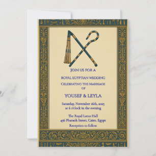 Royal Egyptian Crook & Flail Gold Wedding Kaart