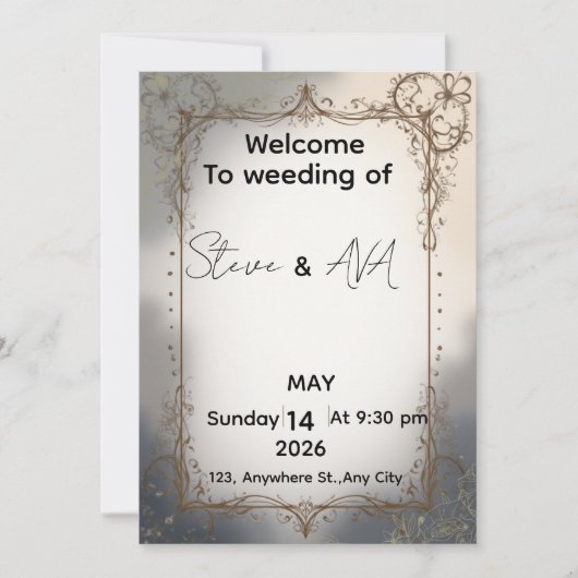 Royal Elegant Wedding Invitation | Luxury Gold & C (Devant)