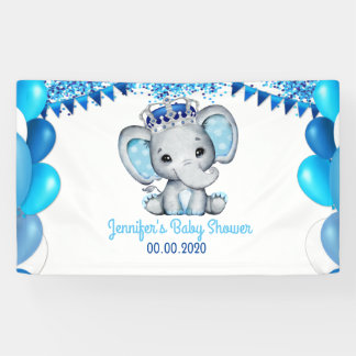 Royal Elephant met Baby shower van de Crown Blue B Spandoek