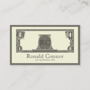 Royal Emblem Dollar Bill Monogrammed Cool Card Visitekaartje