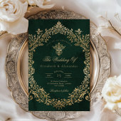 Royal Emerald Gold Wedding Kaart