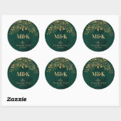 Royal Emerald Green Gold Floral Monogram Bedankt Ronde Sticker (Vel)