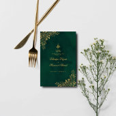 Royal Emerald Green Gold Florals Menu Mariage isla