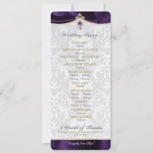 Royal Fairytale IWedding Programme Kaart (Achterkant)