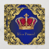 Royal Fancy Prince Baby shower Kaart (Voorkant / Achterkant)