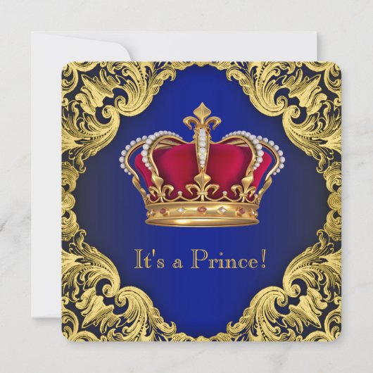 Royal Fancy Prince Baby shower Kaart (Voorkant)