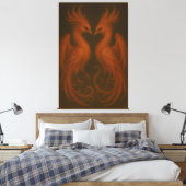 Royal Fire Phoenix Pair – Luxury Canvas Art (Insitu (Slaapkamer))