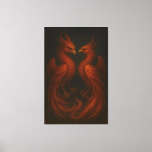 Royal Fire Phoenix Pair – Luxury Canvas Art (Voorkant)
