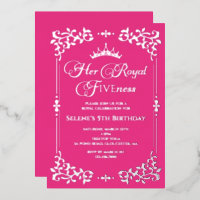 Royal Fiveness Prinsen 5e Verjaardag Folie Uitnodi
