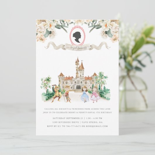 Royal Fivity | Tweeling Sprookje Verjaardag Kaart (Staand voorkant)