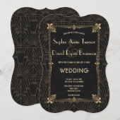 Royal Fleur-de-Lis Art Deco 1920s Wedding Kaart (Voorkant / Achterkant)