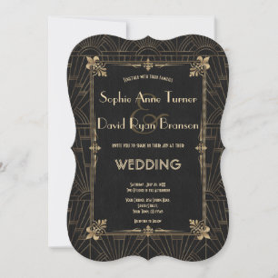 Royal Fleur-de-Lis Art Deco 1920s Wedding Kaart