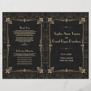 Royal Fleur-de-Lis Art Deco 1920s Wedding Programm