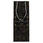 Royal Fleur-de-Lis Art Deco 1920s Wedding Wijn Cadeautas (Achterkant)