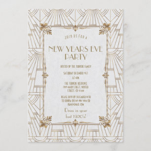 Royal Fleur-de-Lis Art Deco Gold New Year Kaart