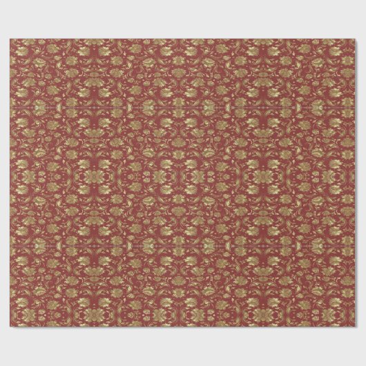 Royal Floral inpakpapier maroon en goud (Vlak)