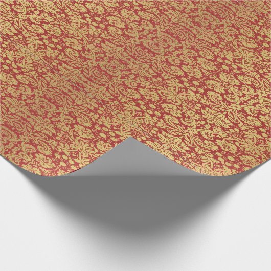 Royal Floral inpakpapier rood en goud (Hoek)