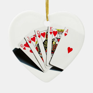Royal Flush Hearts Keramisch Ornament