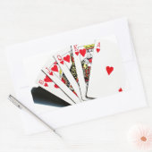 Royal Flush Hearts Rechthoekige Sticker (Envelop)