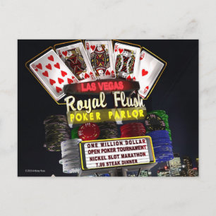 Royal Flush Poker FantaSign Retro Neon Sign Night Briefkaart
