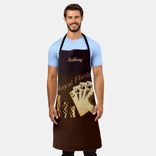 Royal Flush Poker Gepersonaliseerd Apron Schort (Gedragen)