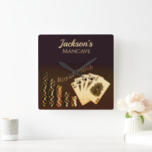 Royal Flush Poker thema wandklok Vierkante Klok
