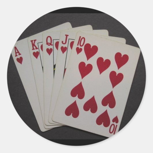 Royal Flush Ronde Sticker (Voorkant)