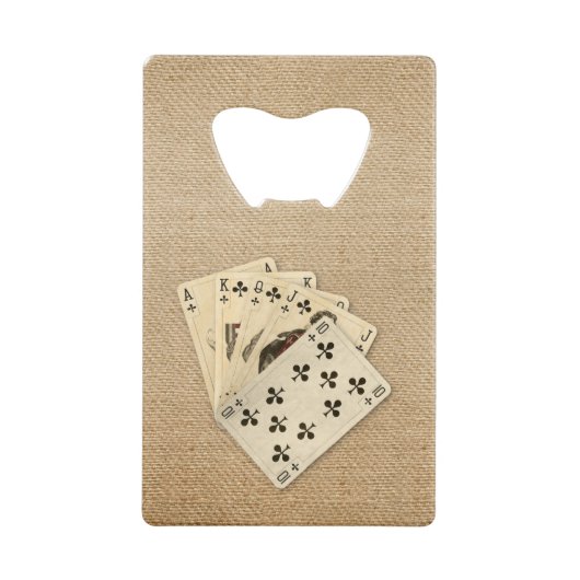 Royal Flush Spades on Burlap Background Kredietkaart Flessenopener (Voorkant)