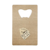 Royal Flush Spades on Burlap Background Kredietkaart Flessenopener (Achterkant)