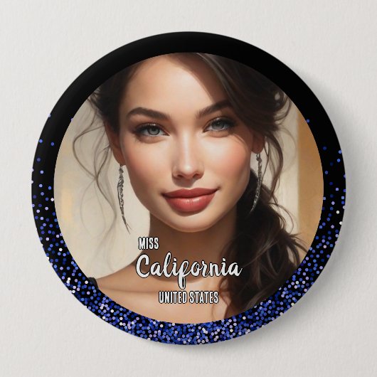 Royal Glitter Glitz Pageant Foto Button Pin (Voorkant)