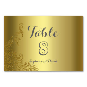 Royal Gold Abstract Pauw Huwelijks TABLE NUMBER Kaart