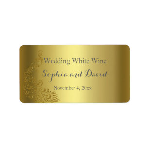 Royal Gold Abstract Pauw Huwelijks Wijn Favoriet Etiket