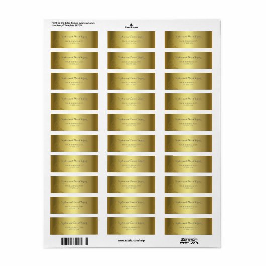 Royal Gold Abstract Peacock Weddenschap Label (Full Sheet)