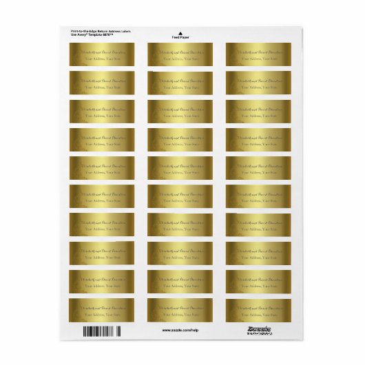 Royal Gold Abstract Peacock Weddenschap Label (Full Sheet)