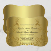 Royal Gold Abstract Peacock Wedding Invitation Kaart (Voorkant / Achterkant)