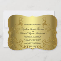 Royal Gold Abstrait Peacock Faire-part de mariage