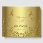 Royal Gold Abstrait Peacock Mariage livre d'hôtes<br><div class="desc">Design très élégant avec des Peacocks arrière - plan doré et abstrait or brillant pour un événement spécial mariage. Il donnera une touche unique à votre style mariage. Sois différent ! Personnalisez avec vos propres informations. Si vous devez déplacer le texte ou modifier la taille, la police ou la couleur,...</div>