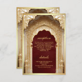 Royal Gold Arch Maroon Bruiloft Informatiekaartje (Voorkant / Achterkant)