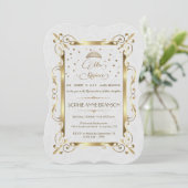 Royal Gold Art Deco Mis Quince Script Quinceañera Kaart (Staand voorkant)