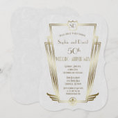 Royal Gold Art Deco Monogram Huwelijks Verjaardag Kaart (Voorkant / Achterkant)