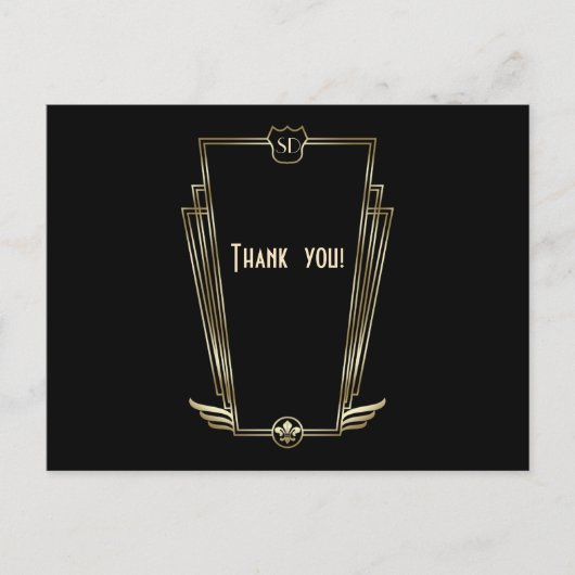 Royal Gold Art Deco Monogram Weddenschap Hartelijk Briefkaart (Voorkant)