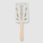 Royal Gold Art Deco Monogram Wedding Programme Handwaaier (Achterkant)